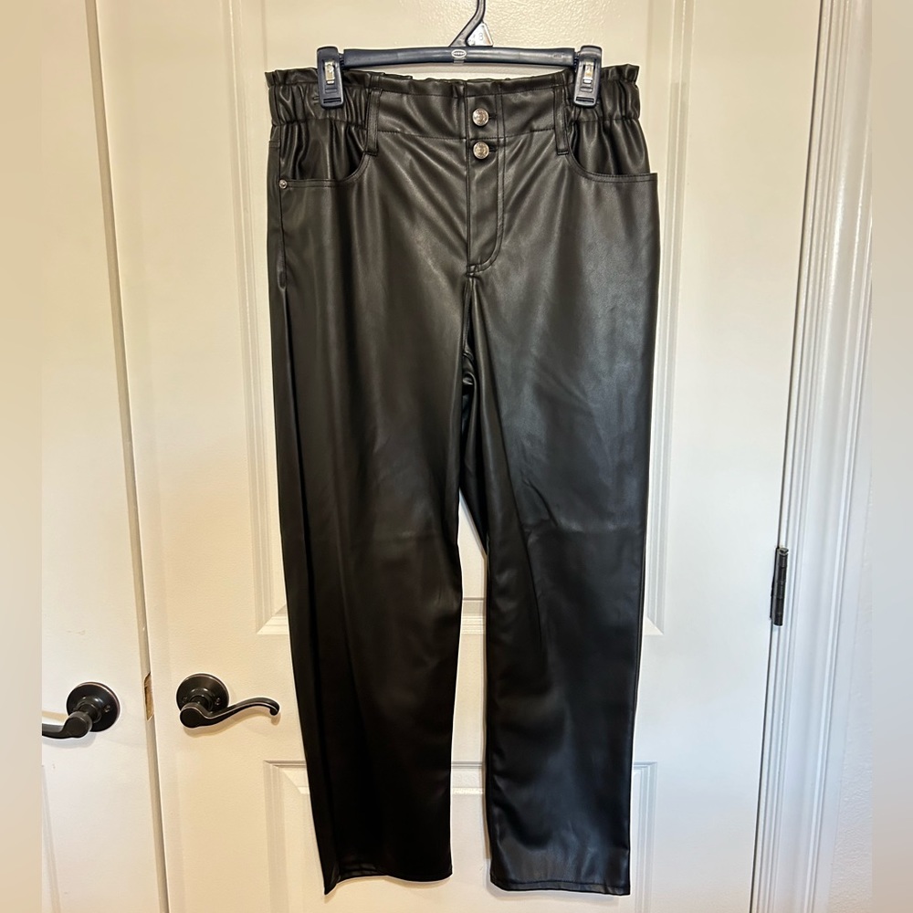 Scoop Black Vegan Leather Pants Size 8